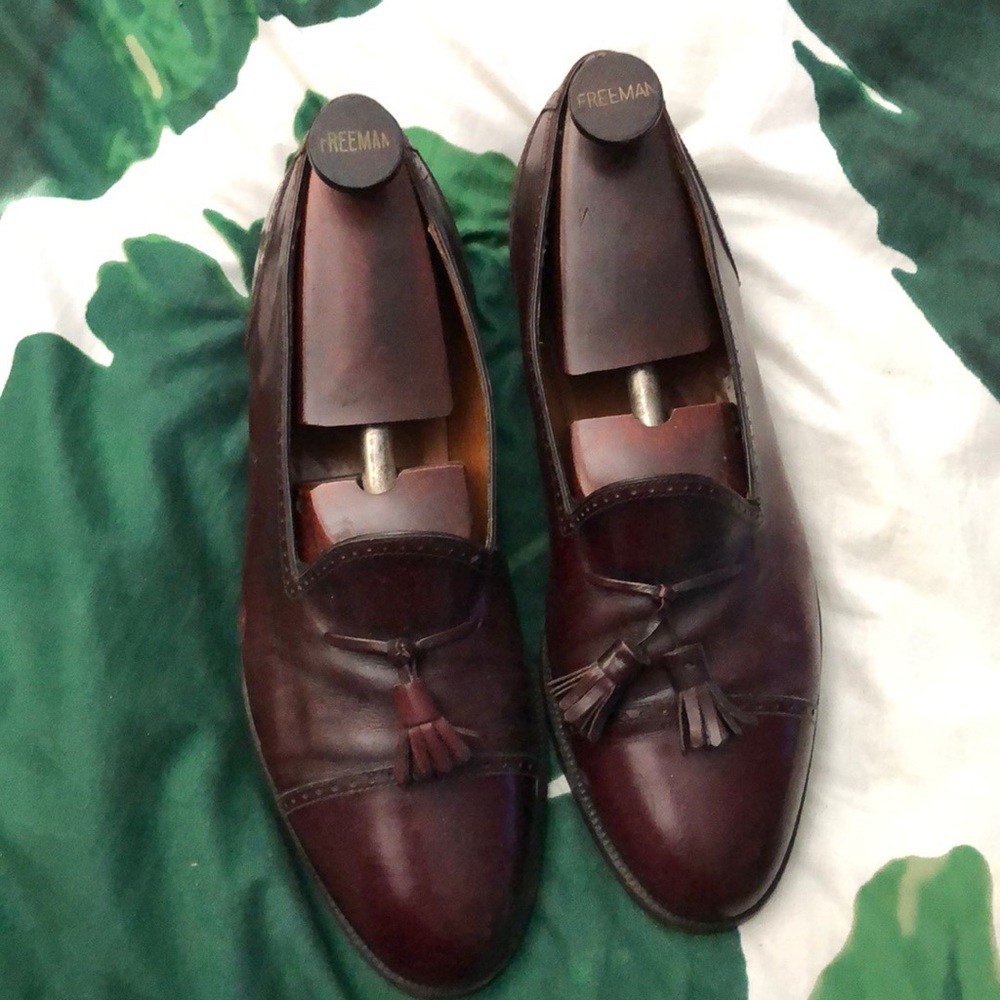 Genuine leather slip on dress shoes